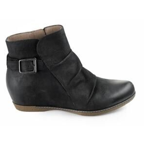Dansko Lia Black Burnished Nubuck Side Zip Hidden Wedge Ankle Boot | EU 39-US 9